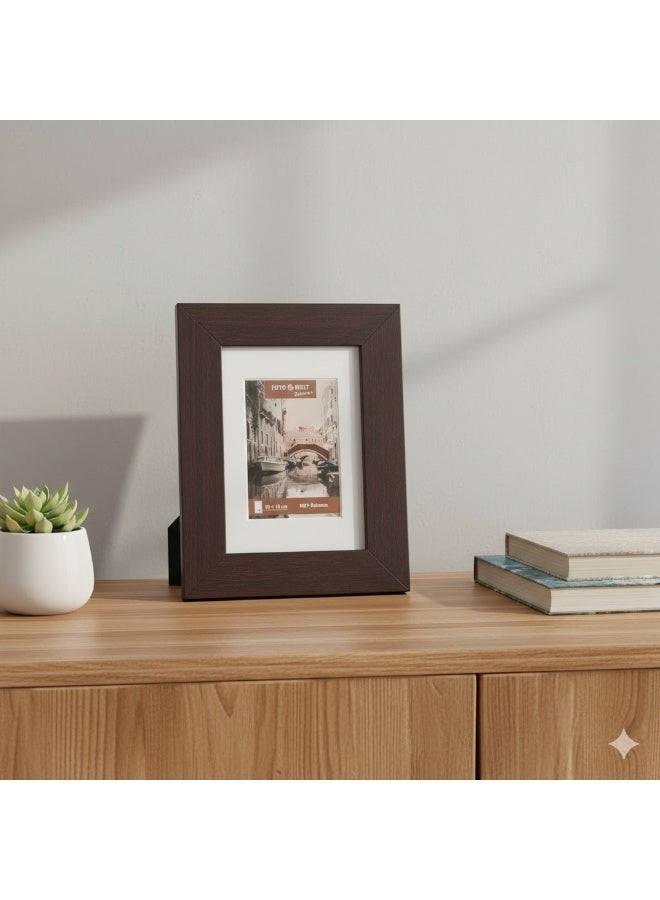 طقم من 2 إطار صور من MDF مقاس 15 × 20 سم مع حامل وإمكانية التعليق على الحائط، بلون خشبي داكن، إطار صور أنيق للمنزل والمكتب وغرفة النوم وغرفة المعيشة - Image 1